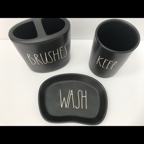 🆕 🖤 🎉HP🎉New Rae Dunn Black Collection 3pc Set - Picture 6 of 8